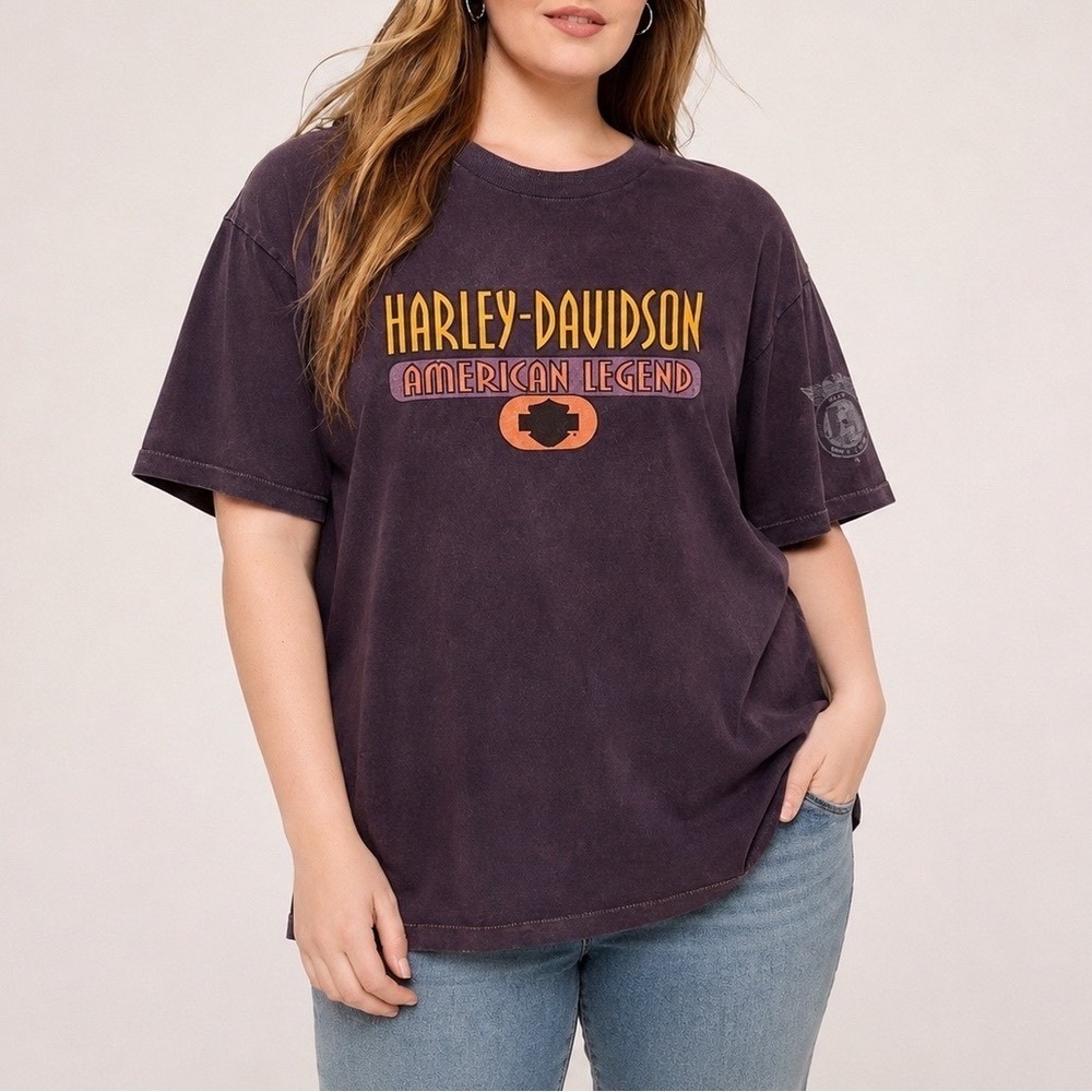 Harley Davidson Motorcycles Purple Short Sleeve T-Shirt Top